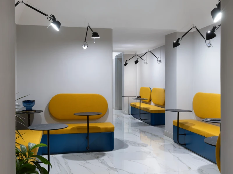 Hotel lounge with modern seating and tables for guests - Hotel XX Settembre, BZAR hotels in Rome